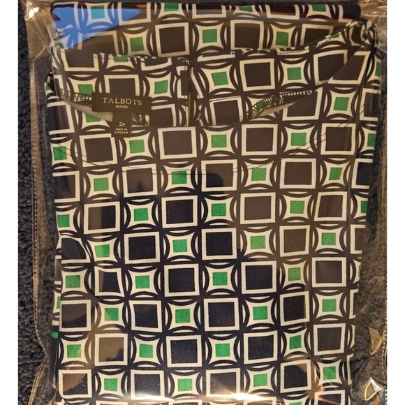 TALBOTS Women's Petite Blue & Green Geometric 1/2 Sleeve Mini Sheath Dress NWOT - Picture 14 of 14